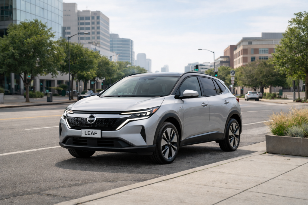 a Nissan is standing in urban area