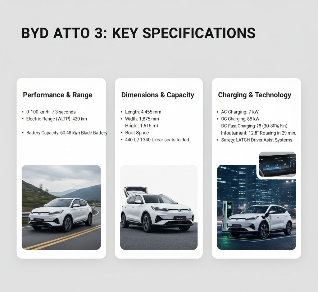 The specifications of the Atto 3.